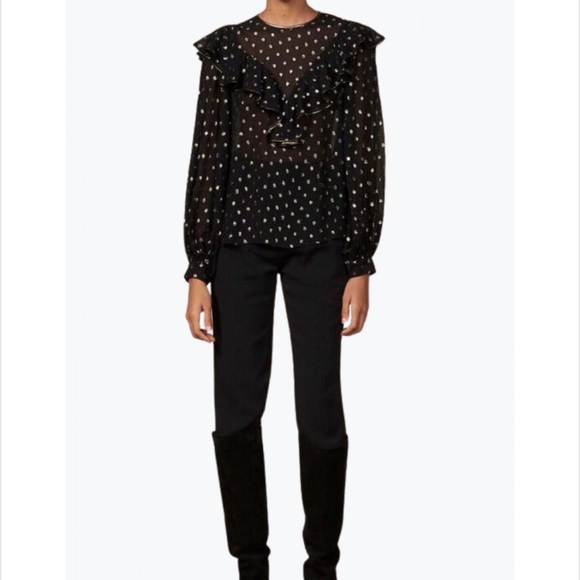 SANDRO Lurex Patterned Top In Black - Picture 3 of 10